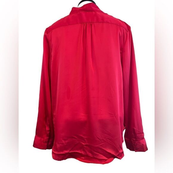 APT 9 hot pink long sleeve v neck faux wrap blouse size large - Picture 4 of 9